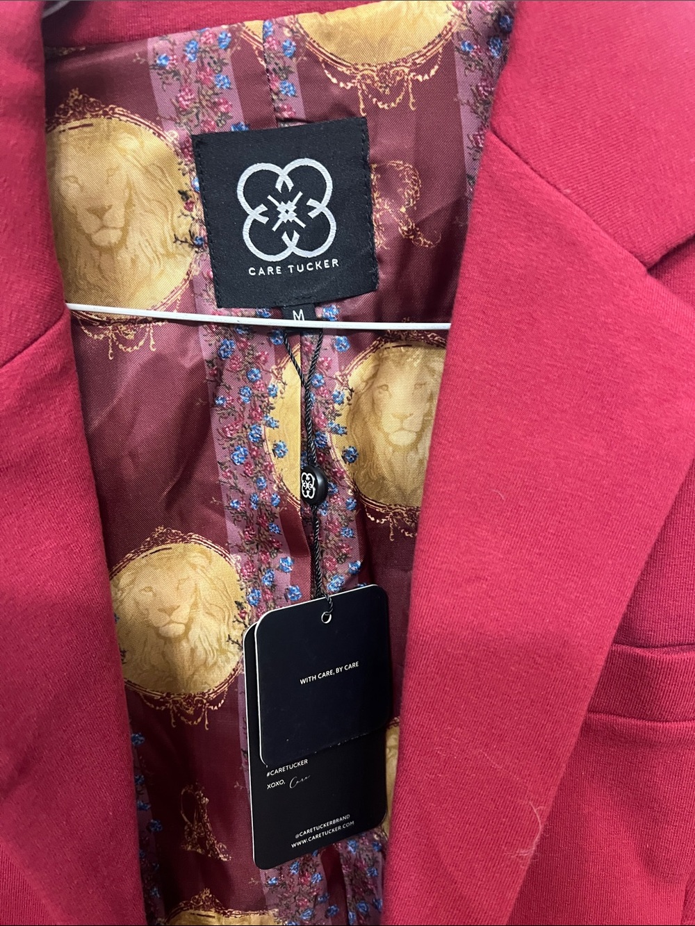 Red Women's Blazer Jacket - Floral Lined - Picture 2 of 5